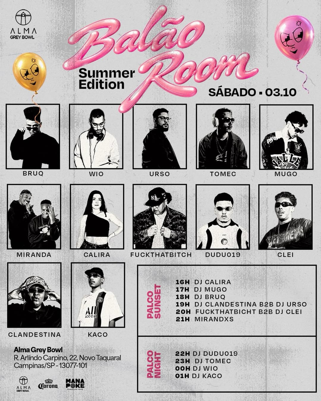 Flyer de Bruq DJ, Clandestina, Mirandas e mais 10 artistas