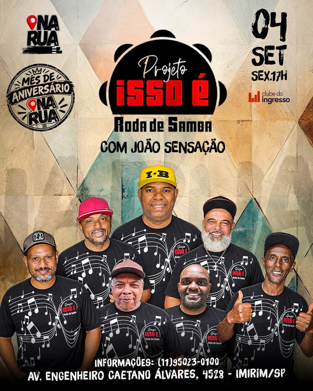 Flyer de projeto_isso_e_roda_samba e joaosensacao_