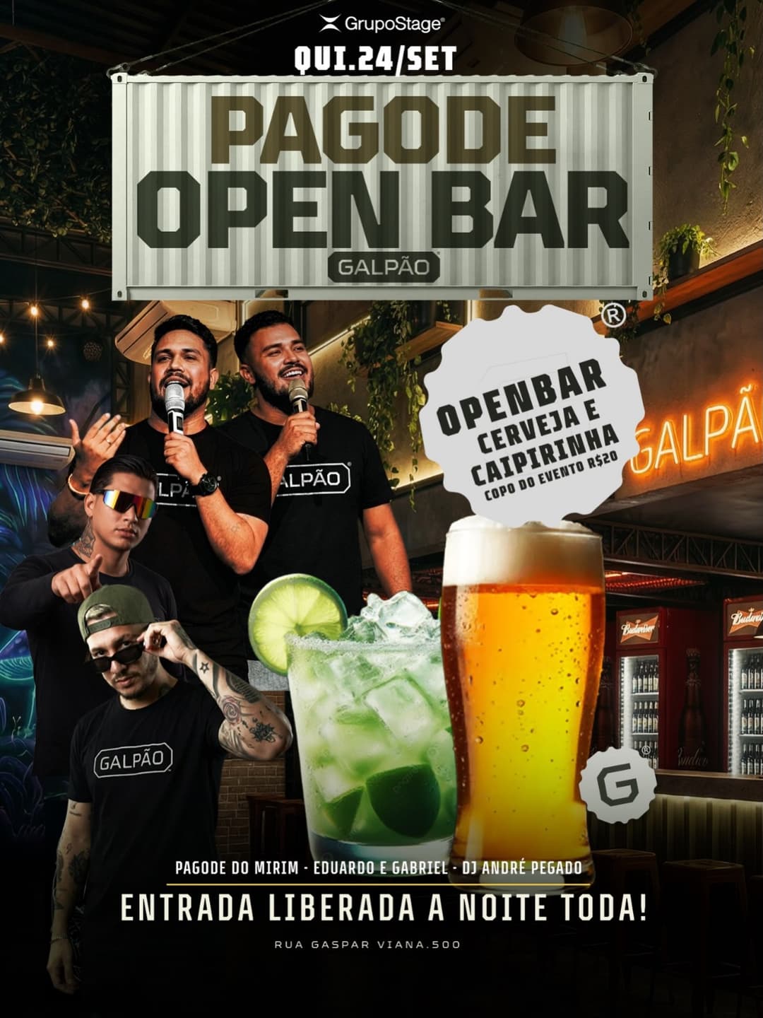 Flyer de Pagode do Mirim, Eduardo & Gabriel e DJ Cayan o Fervo