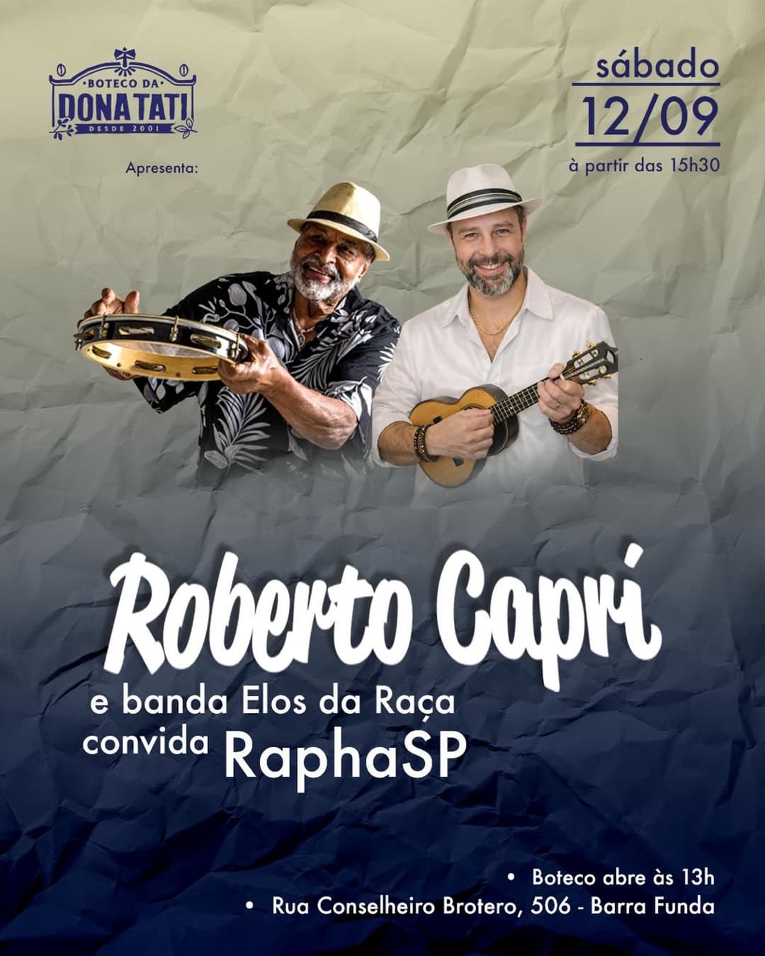 Flyer de Mestre Caprí e RaphaSP