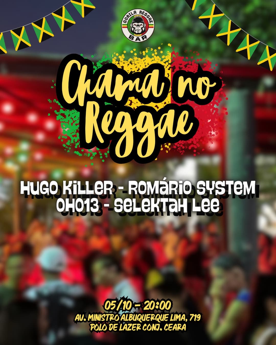 Flyer de Granja H Roots, Romario System e mais 3 artistas