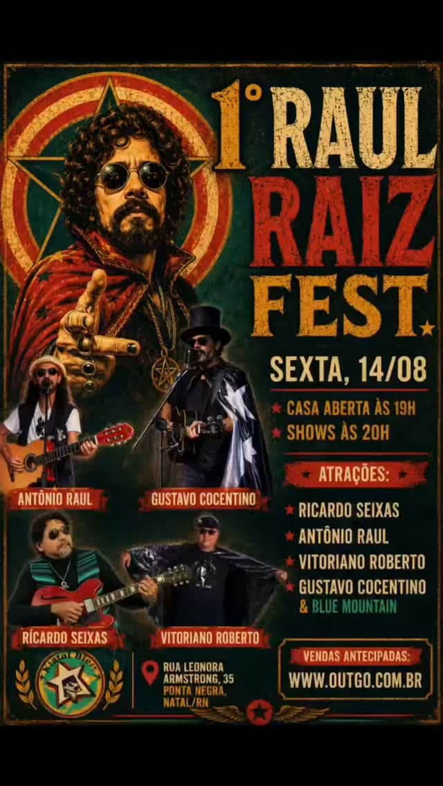 Flyer de Ricardo Seixas, Antônio Raul, Vitoriano Roberto e Gustavo Cocentino & Blue Mountain