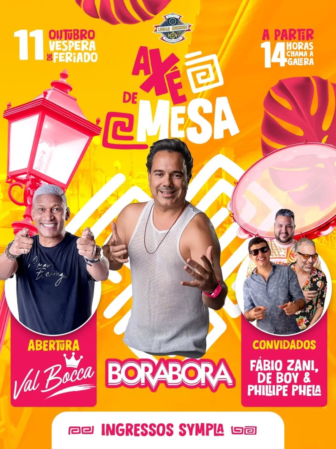 Flyer de Dé Boy, Fábio Zani, Banda Bora Bora e mais 2 artistas