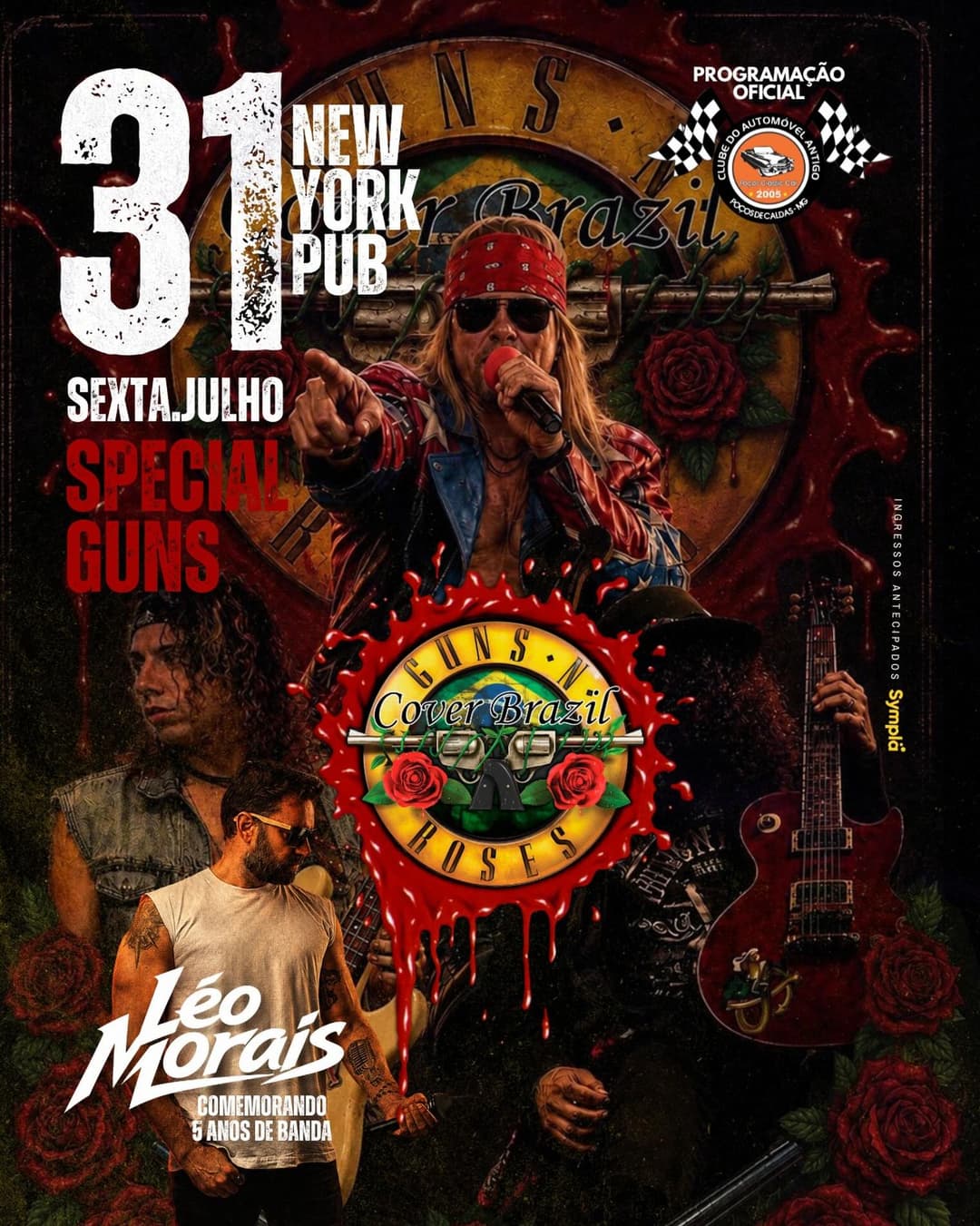 Flyer de Guns N’ Roses Cover Brazil e Léo Moraes
