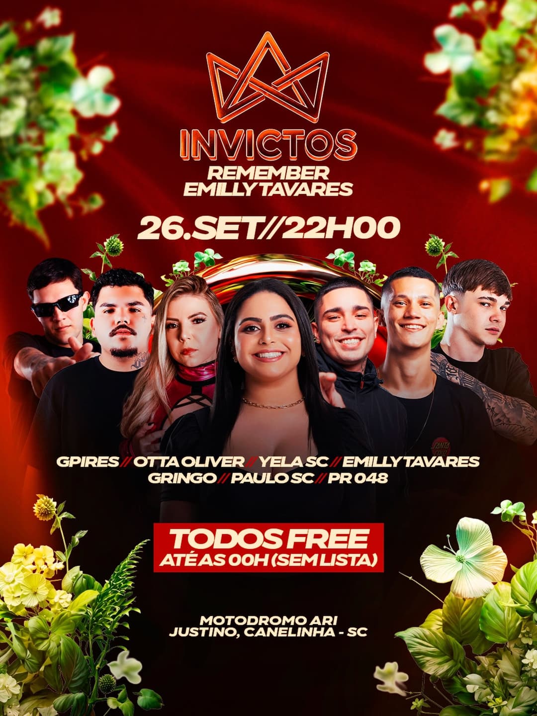 Flyer de Paulo, Emilly Tavares, YELA, Gringo e mais 3 artistas