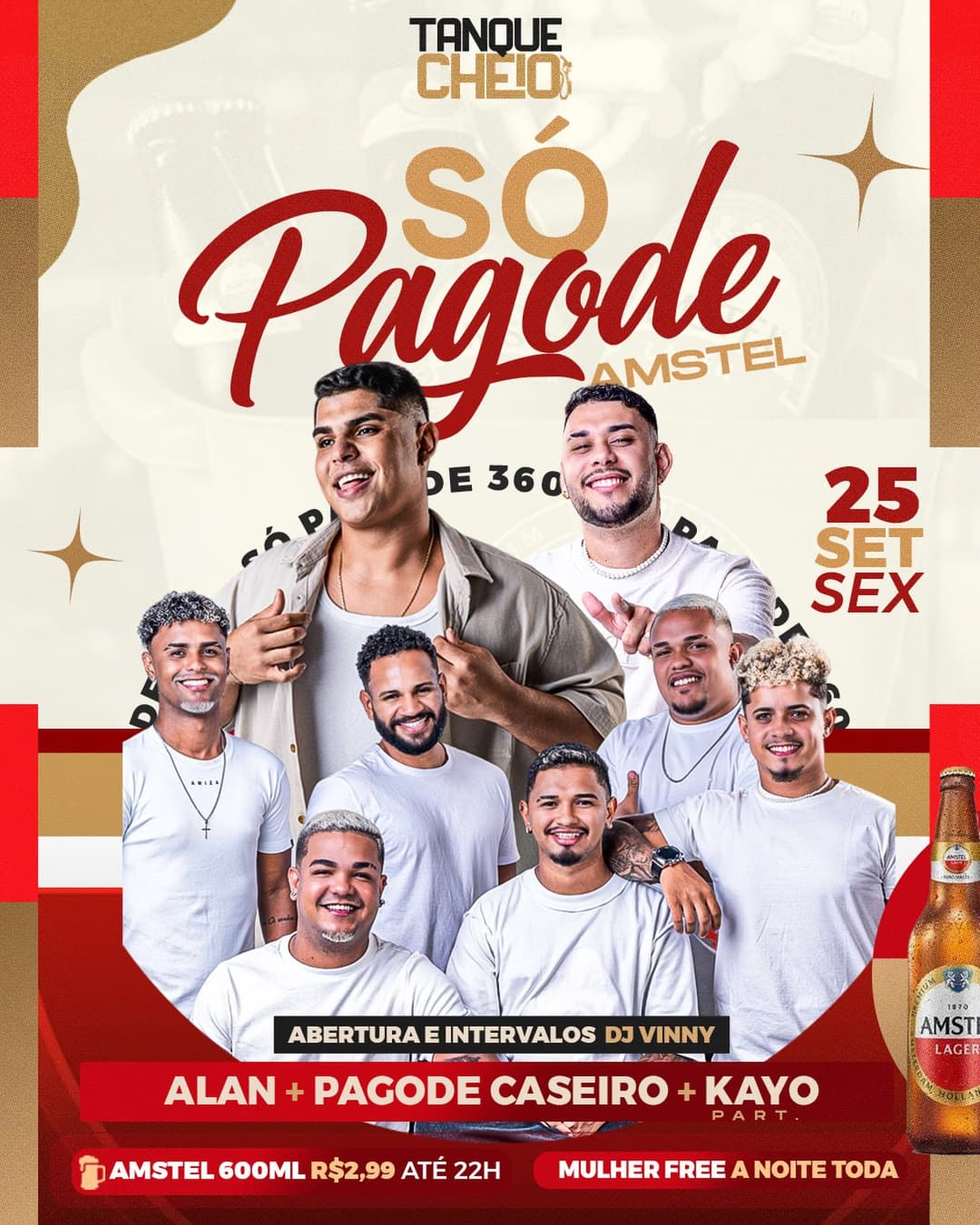 Flyer de Pagode Caseiro, Vinny, Alan e Kayo