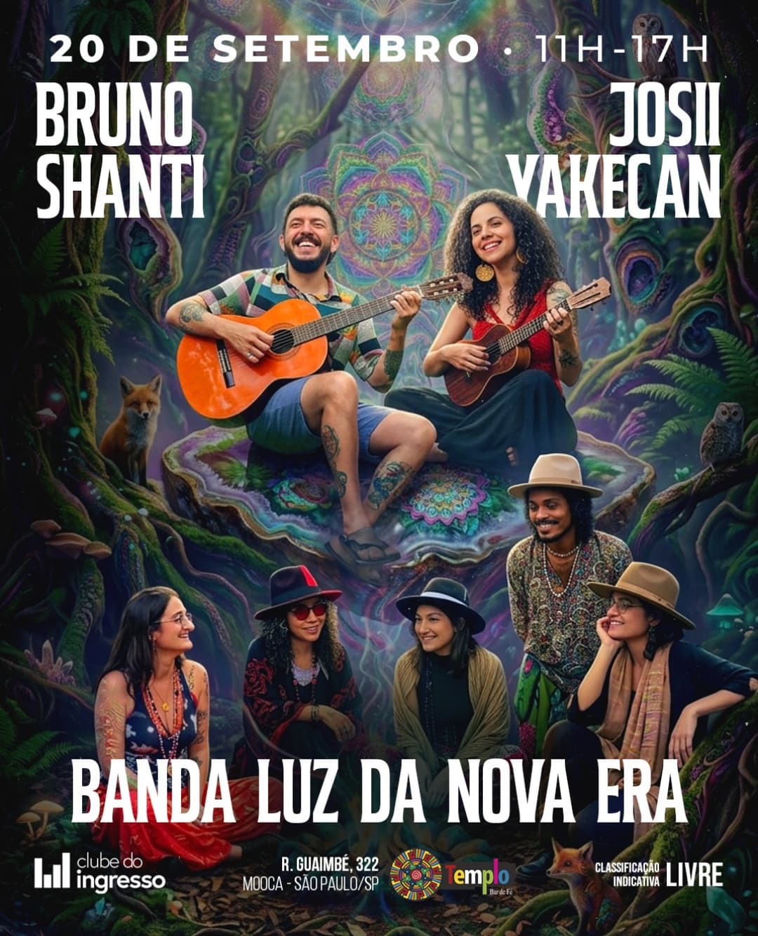 Flyer de Banda Luz da Nova Era, Bruno Shanti e Josii Vakecan