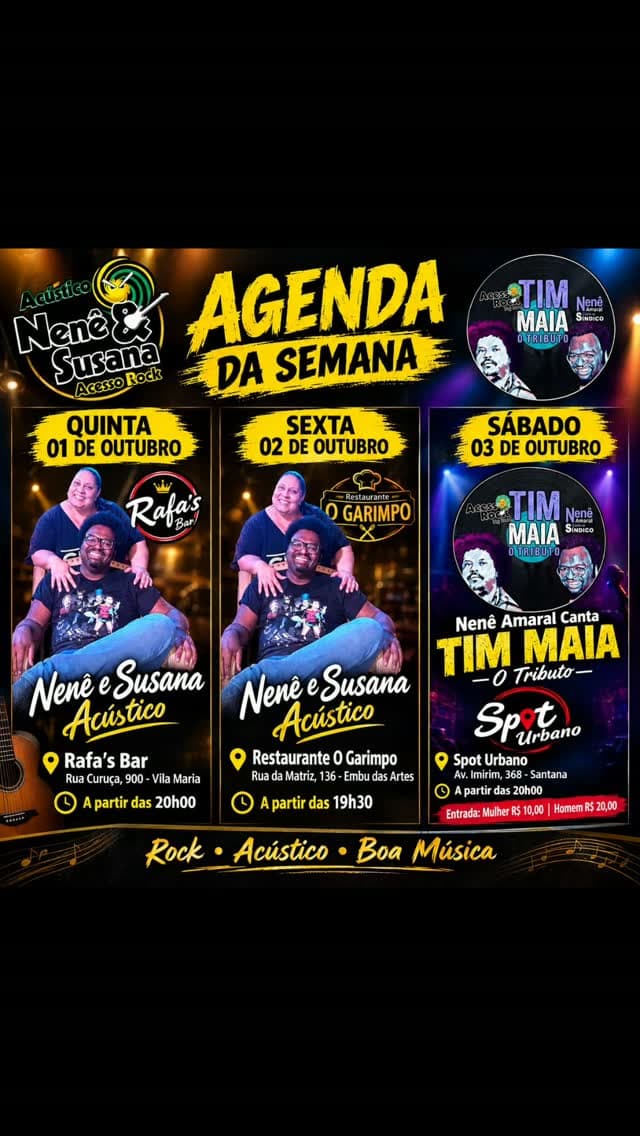 Flyer de Acesso Rock e Nenê e Susana Acústico