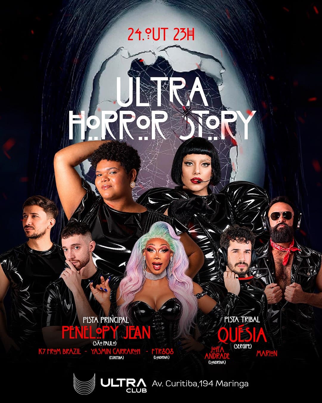 Flyer de Drag Queen Yasmin Carraroh, FTR 808 e mais 5 artistas