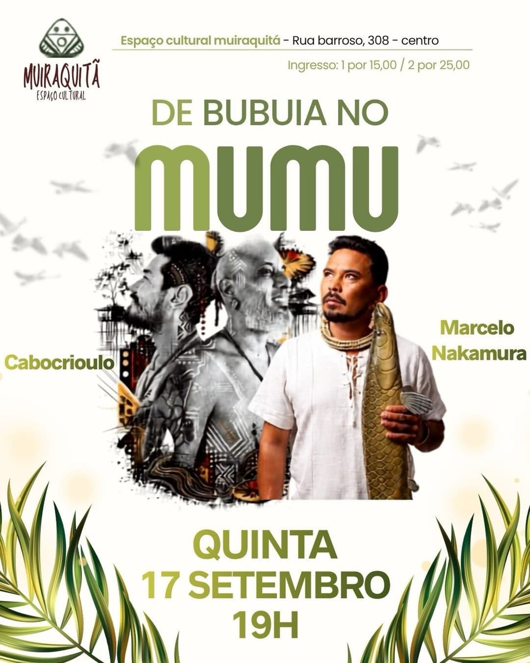Flyer de Marcelo Nakamura e Cabocrioulo