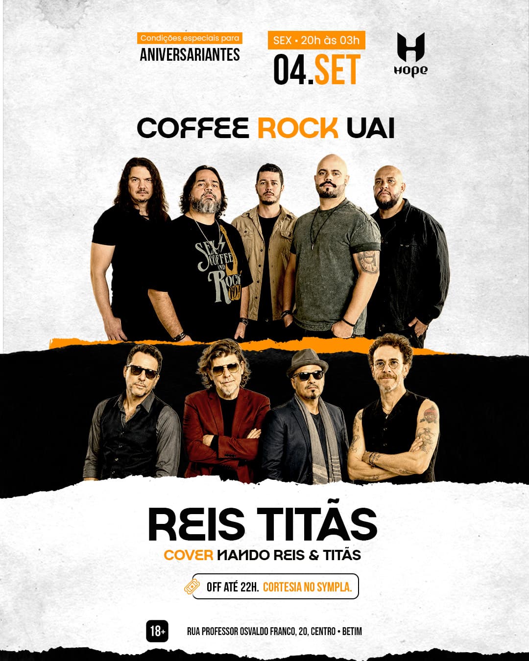 Flyer de Coffee Rock Uai e Reis Titas