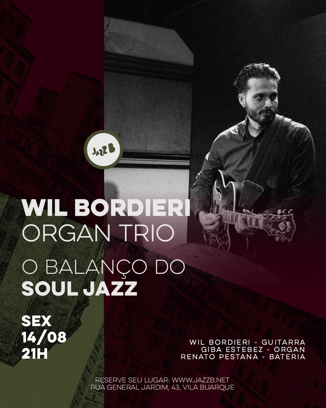 Flyer de Wil Bordieri Organ Trio