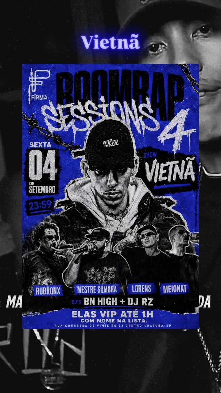Flyer de vietnarap, rubronx e mais 4 artistas