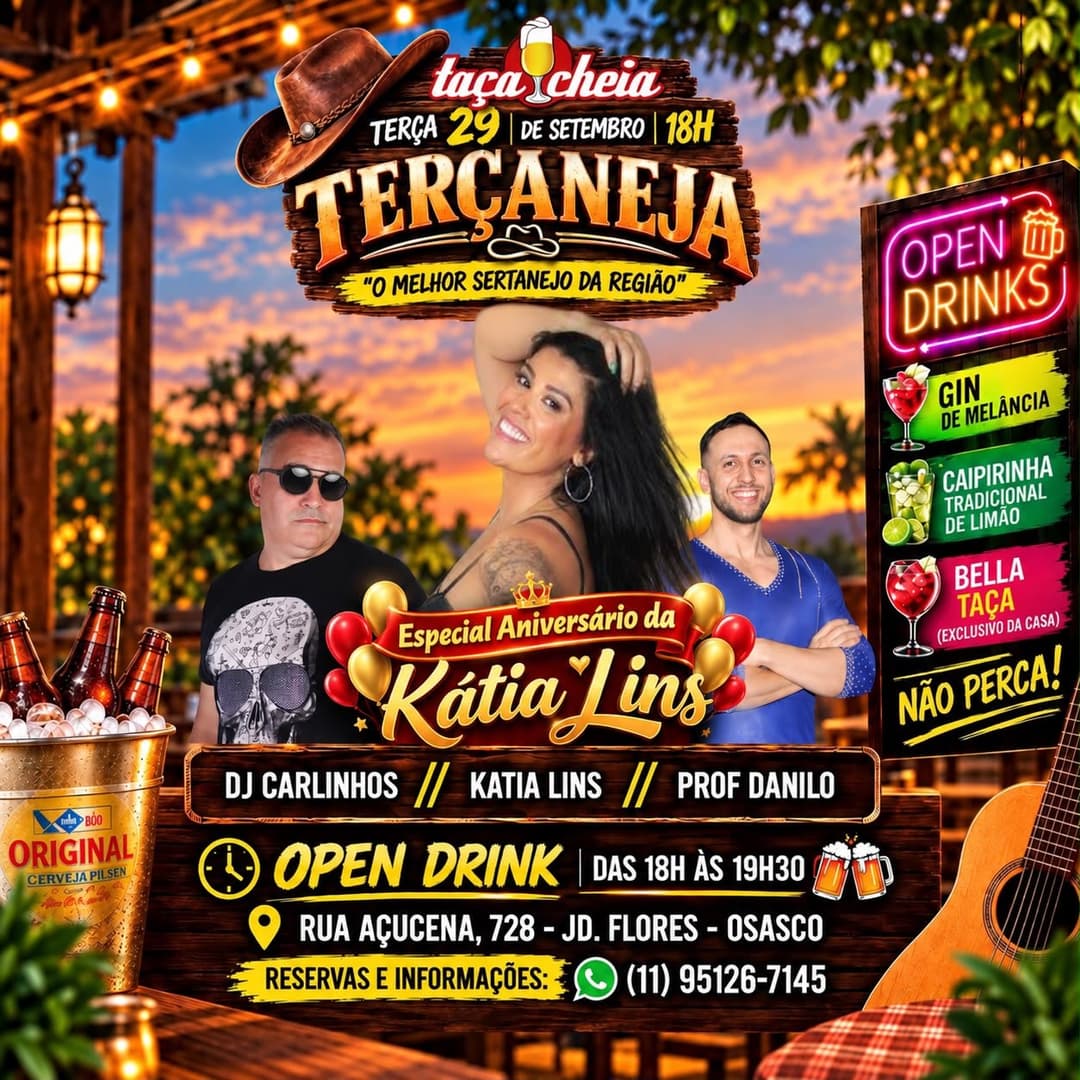 Flyer de DJ Carlinhos, Kátia Lins e Prof. Danilo