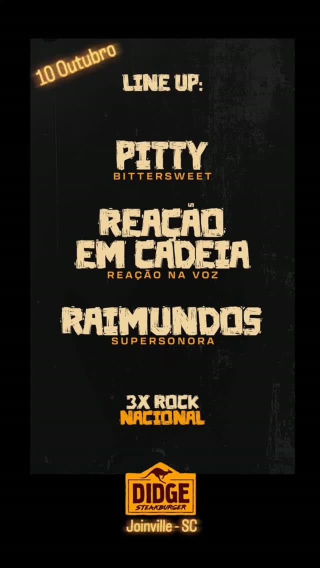 Flyer de Banda Supersonora, PITTY e Reação em Cadeia
