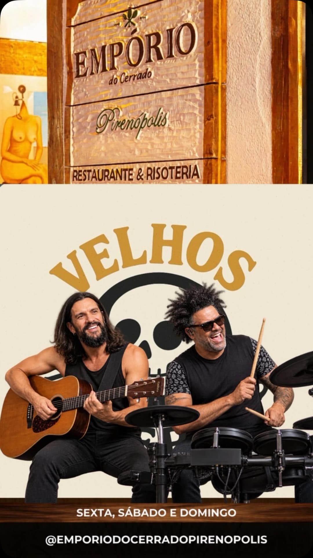 Flyer de Velhos Modernos, Allyson Guimarães e Cris Kravts