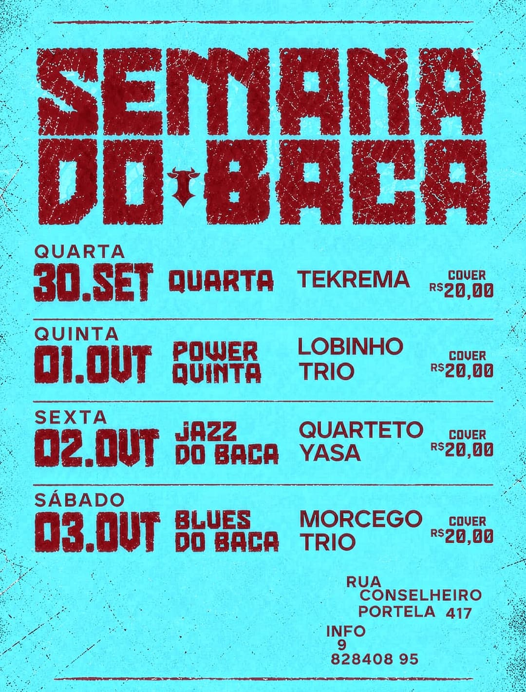 Flyer de Vinicius Nogal, Tekrema e mais 3 artistas