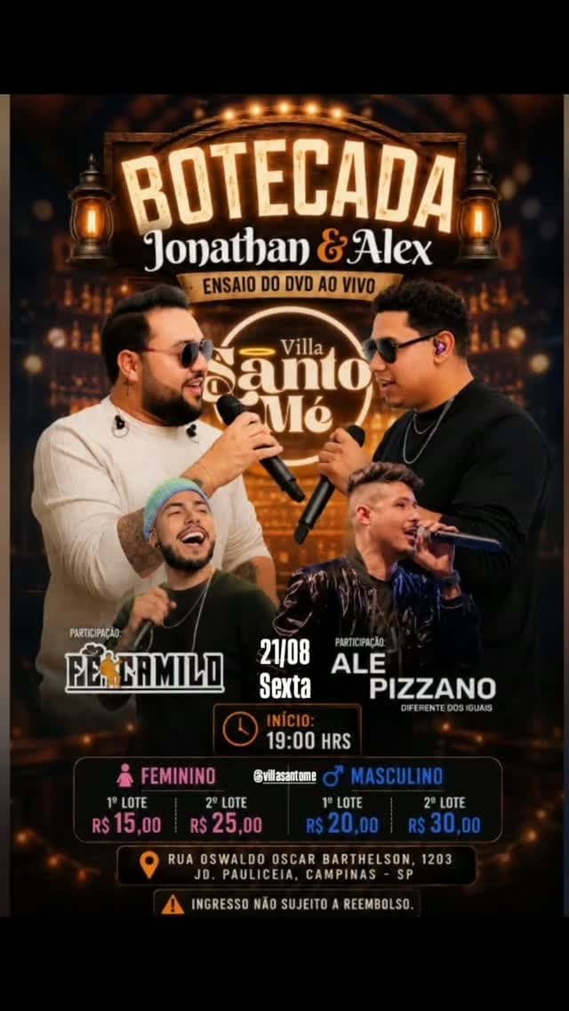 Flyer de Jonathan & Alex, Flotamilo e Ale Pizzano