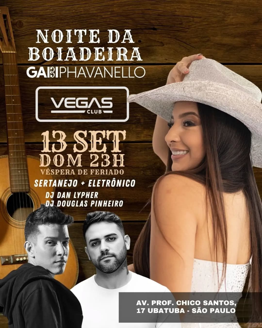 Flyer de Gabi Phavanello, Dan Lypher e Douglas Pinheiro