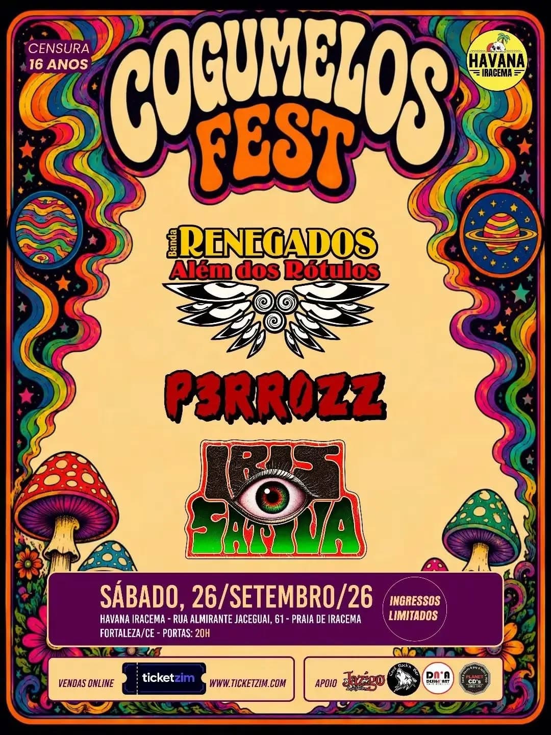 Flyer de Renegados Além dos Rótulos, IRIS SATIVA e P3RROZ