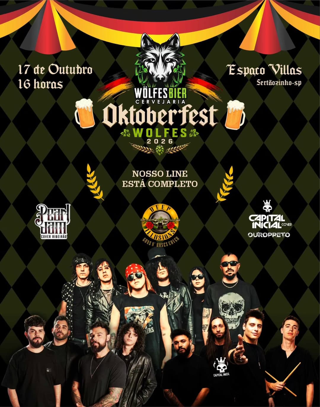 Flyer de Deep Illusions, Ouro Preto e Pearl Jam Cover Ribeirão