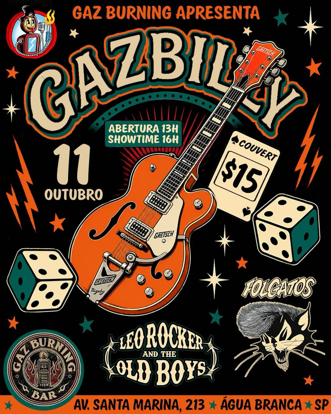 Flyer de Leo Rocker and The Old Boys e mais 2 artistas