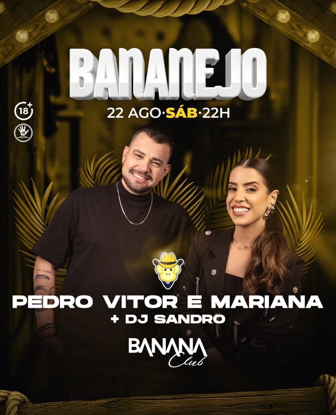 Flyer de Pedro Vitor, Mariana e DJ Sandro