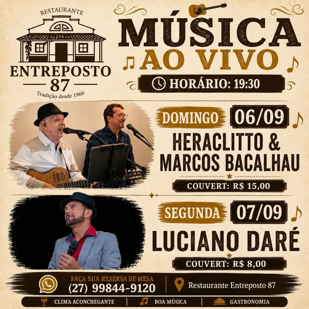 Flyer de Heraclitto & Marcos Bacalhau