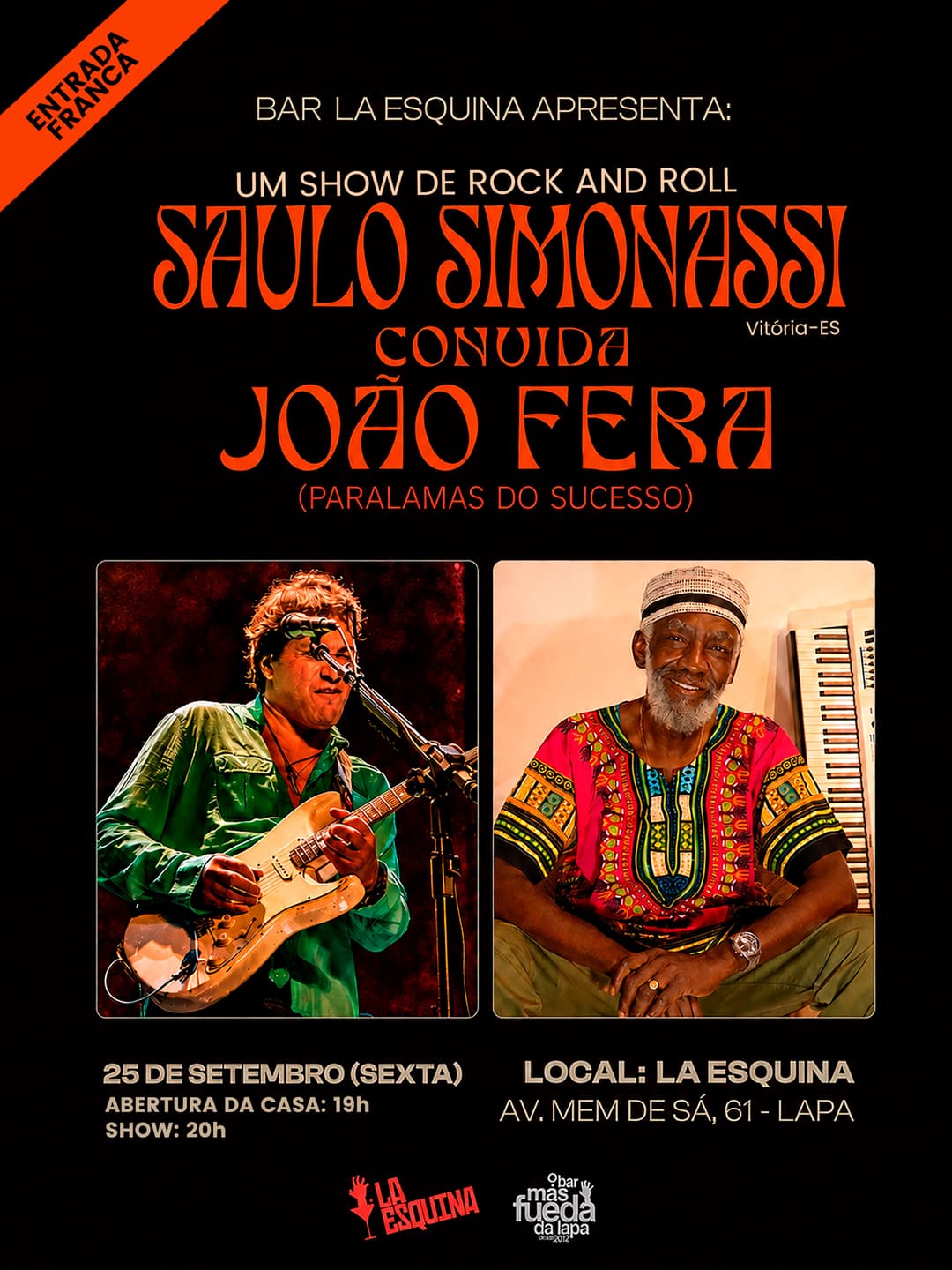 Flyer de Saulo Simonassi e João Fera