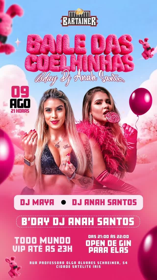 Flyer de DJ Anah Santos e DJ Maya