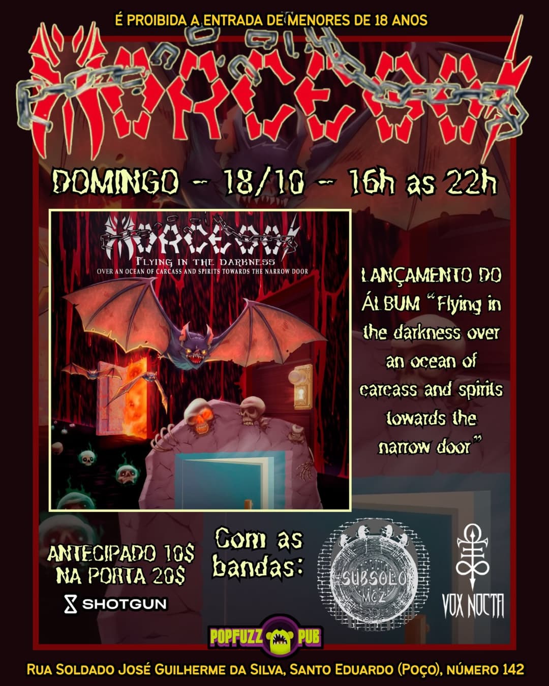 Flyer de Vox Nocta, SubSolo e Morcegos