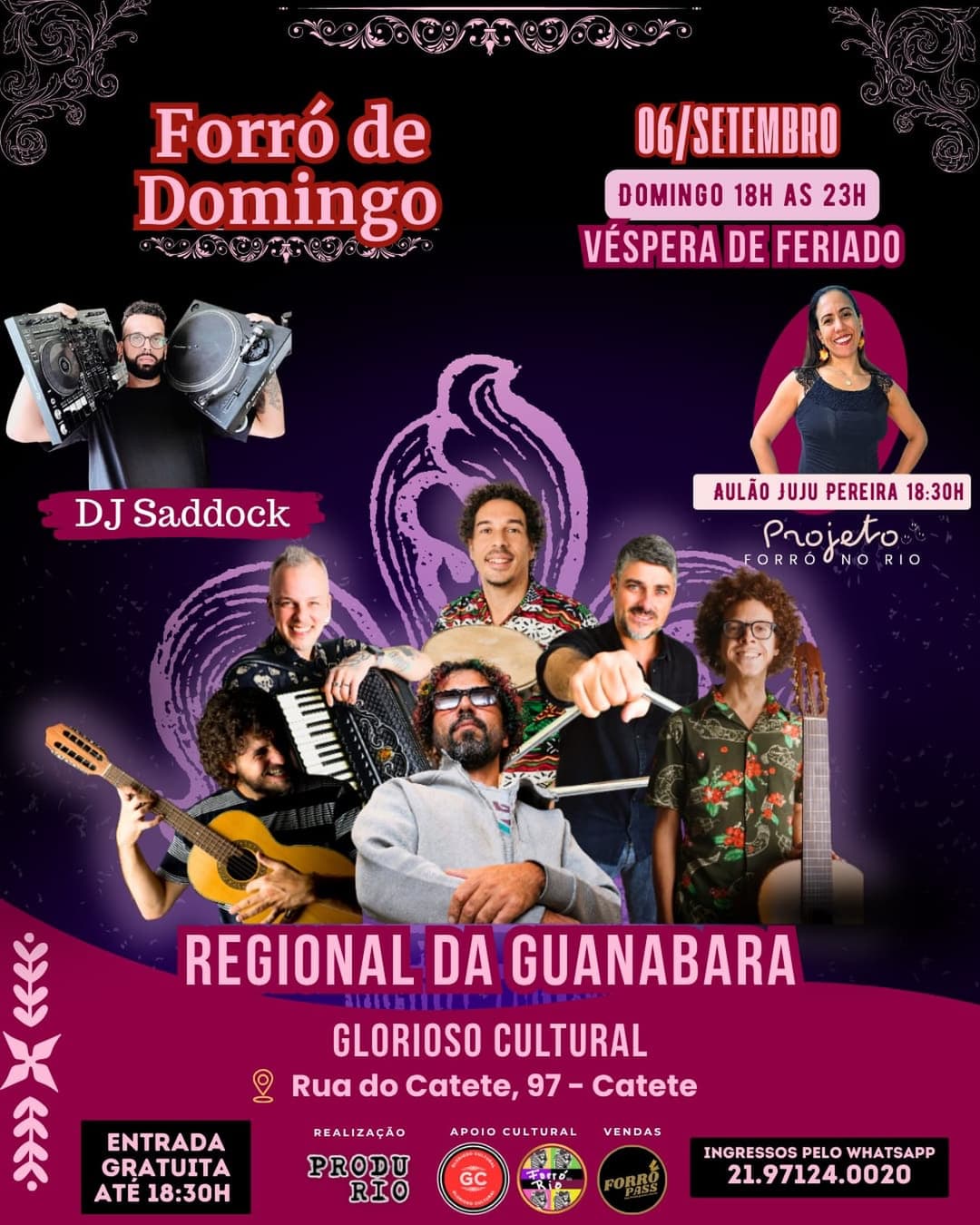 Flyer de Cássio Sá, Regional da Guanabara e DJ Saddock
