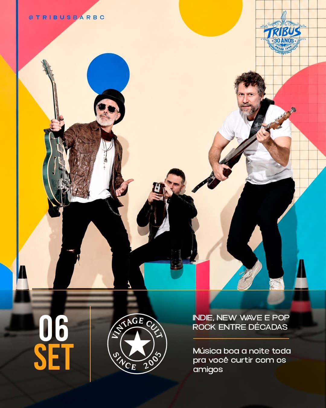 Flyer de Banda Vintage Cult, Ed Wessler Acoustic e DJ Marcios