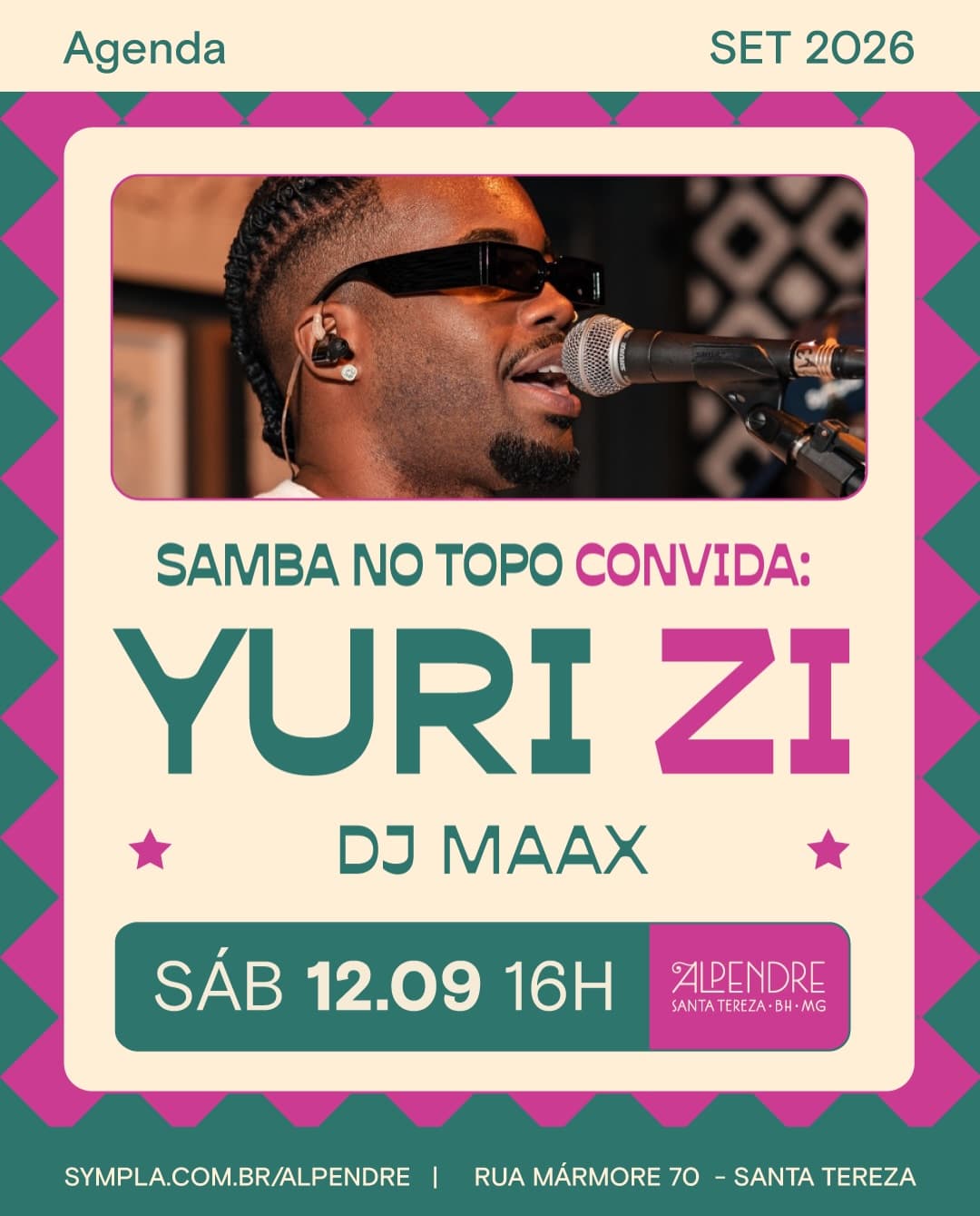Flyer de Samba no Topo, Yuri Henrique e Maxwell Fortunato