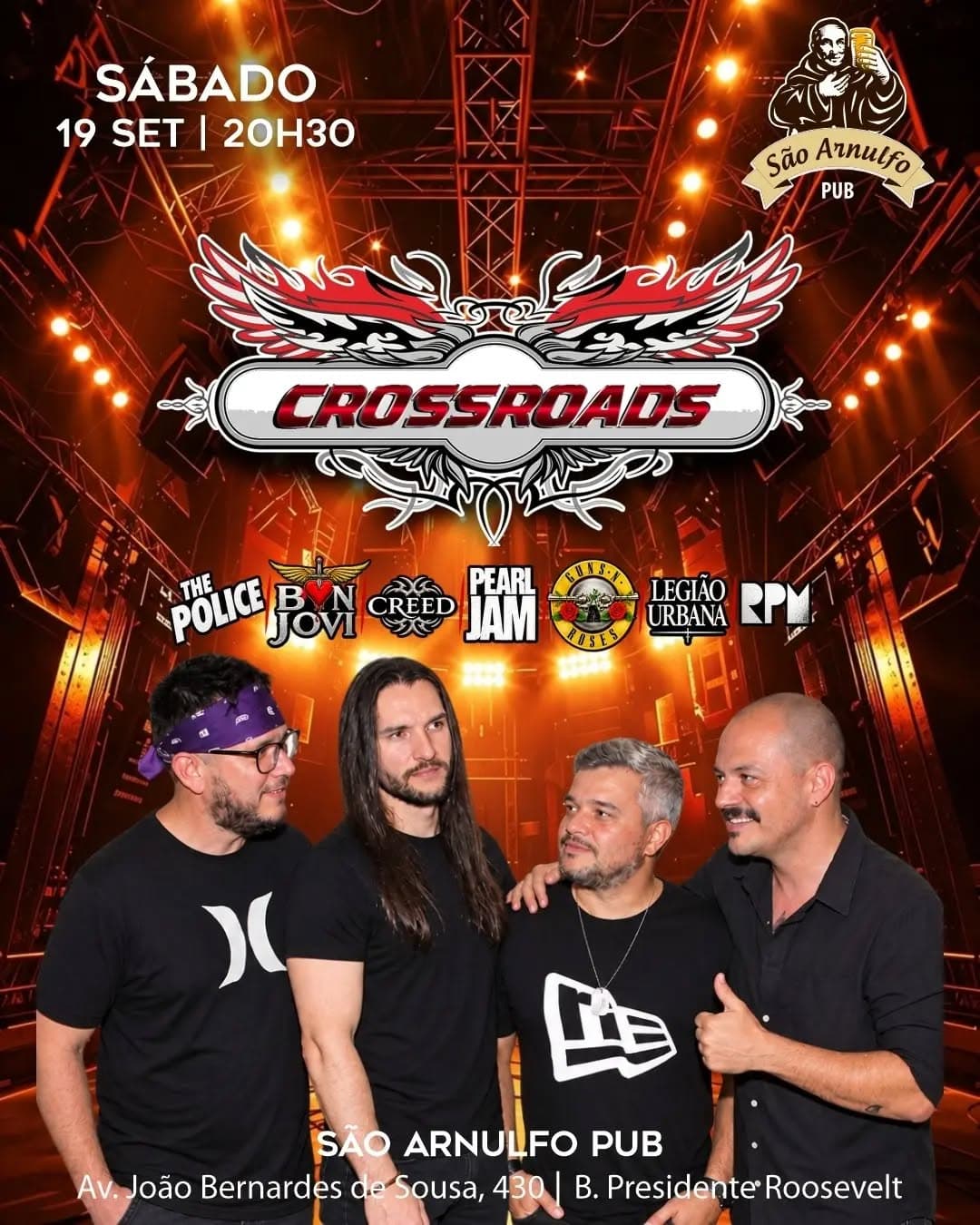 Flyer de Banda Crossroads e Cross