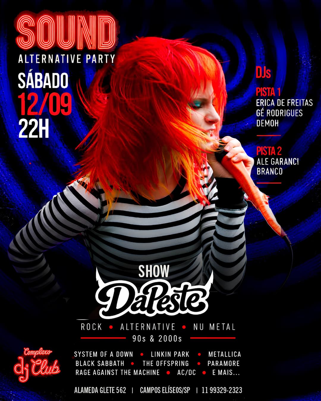 Flyer de DaPeste, Erica de Freitas e mais 4 artistas
