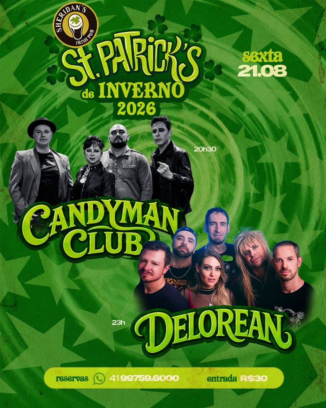 Flyer de Banda Delorean e Candyman Club
