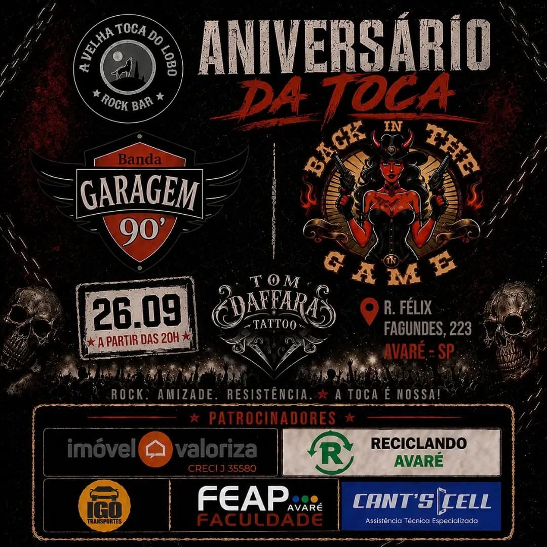 Flyer de Garagem 90’ e Back in the Game