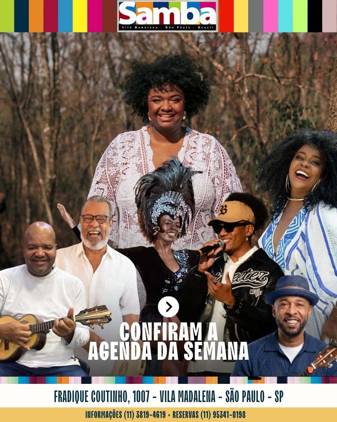 Flyer de Zeca do Cavaco, Grupo Samba Bar e mais 2 artistas