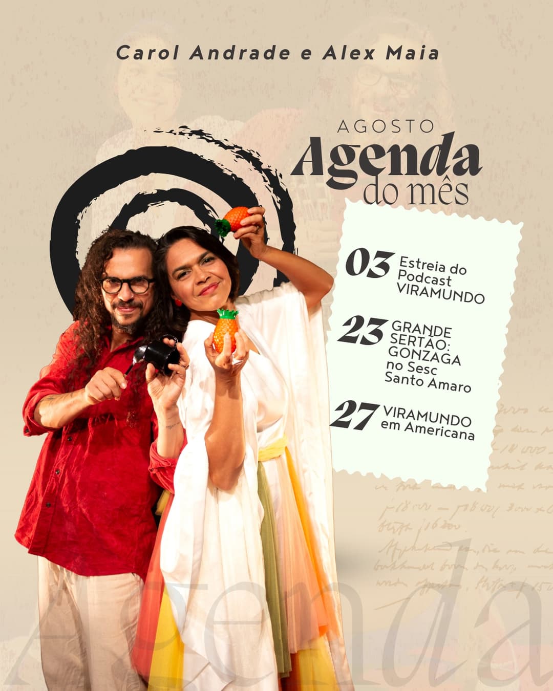 Flyer de Carol Andrade, Alex Maia e Carolina Rade