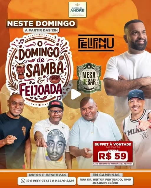 Flyer de Mesa de Bar Samba e Felipau