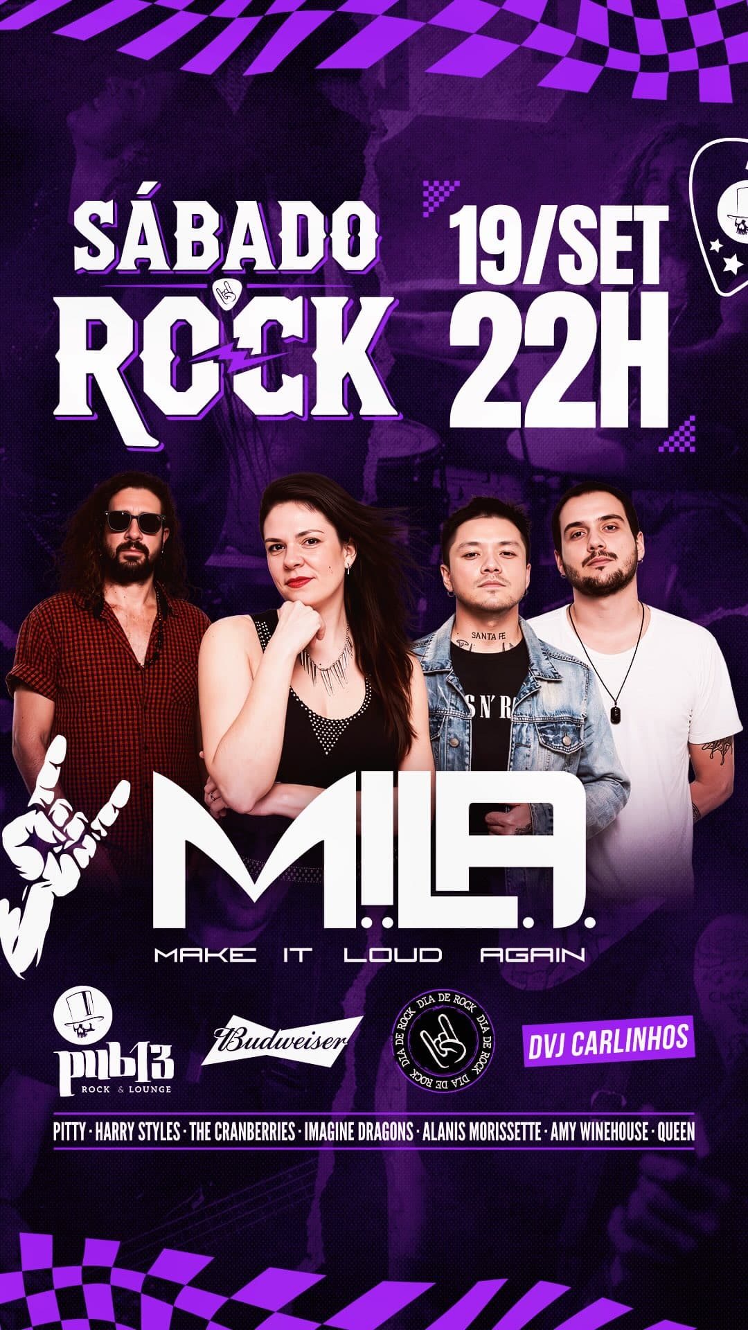 Flyer de Banda M.I.L.A. e Dvj Carlinhos