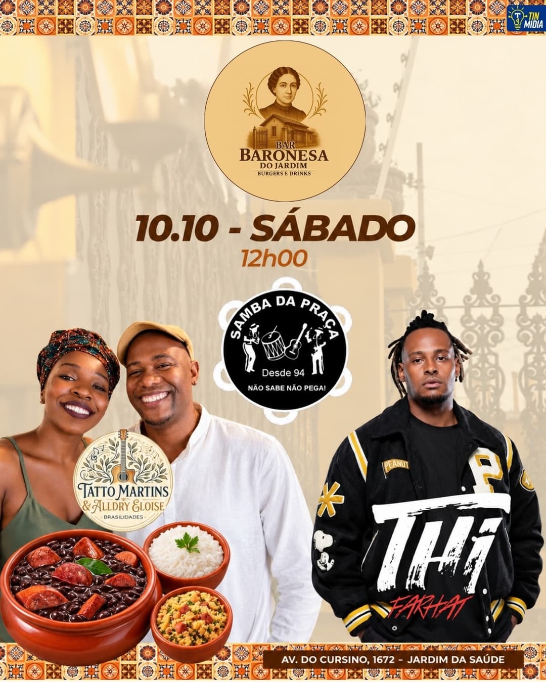 Flyer de Samba da Praça e mais 2 artistas