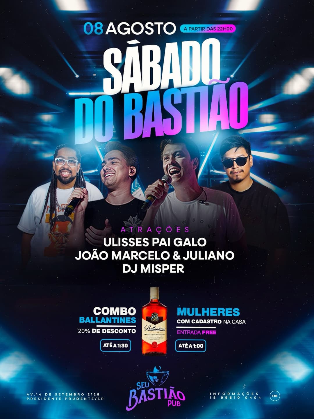 Flyer de Ulisses Pai Galo, João Marcelo & Juliano e DJ Misper