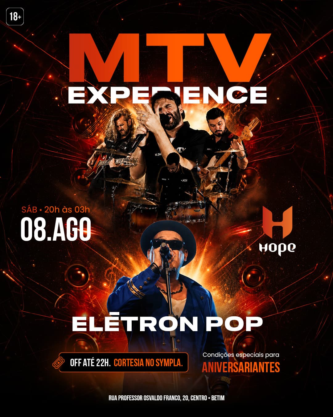 Flyer de MTV Experience e Eletron Pop