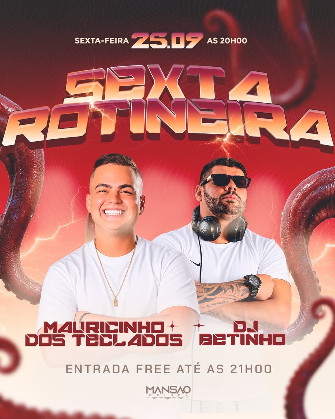 Flyer de Mauricinho dos Teclados e Dj Betinho