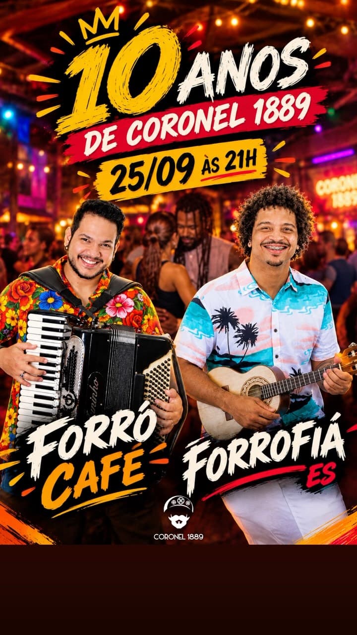 Flyer de Forró Café e Tomás Bergamin Forrófiá