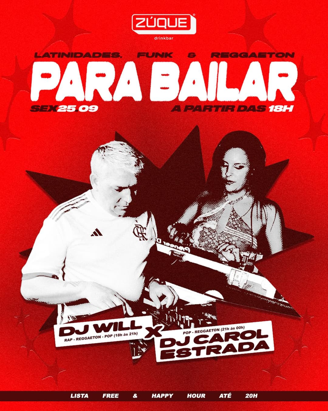 Flyer de William Sousa e DJ Carol Estrada