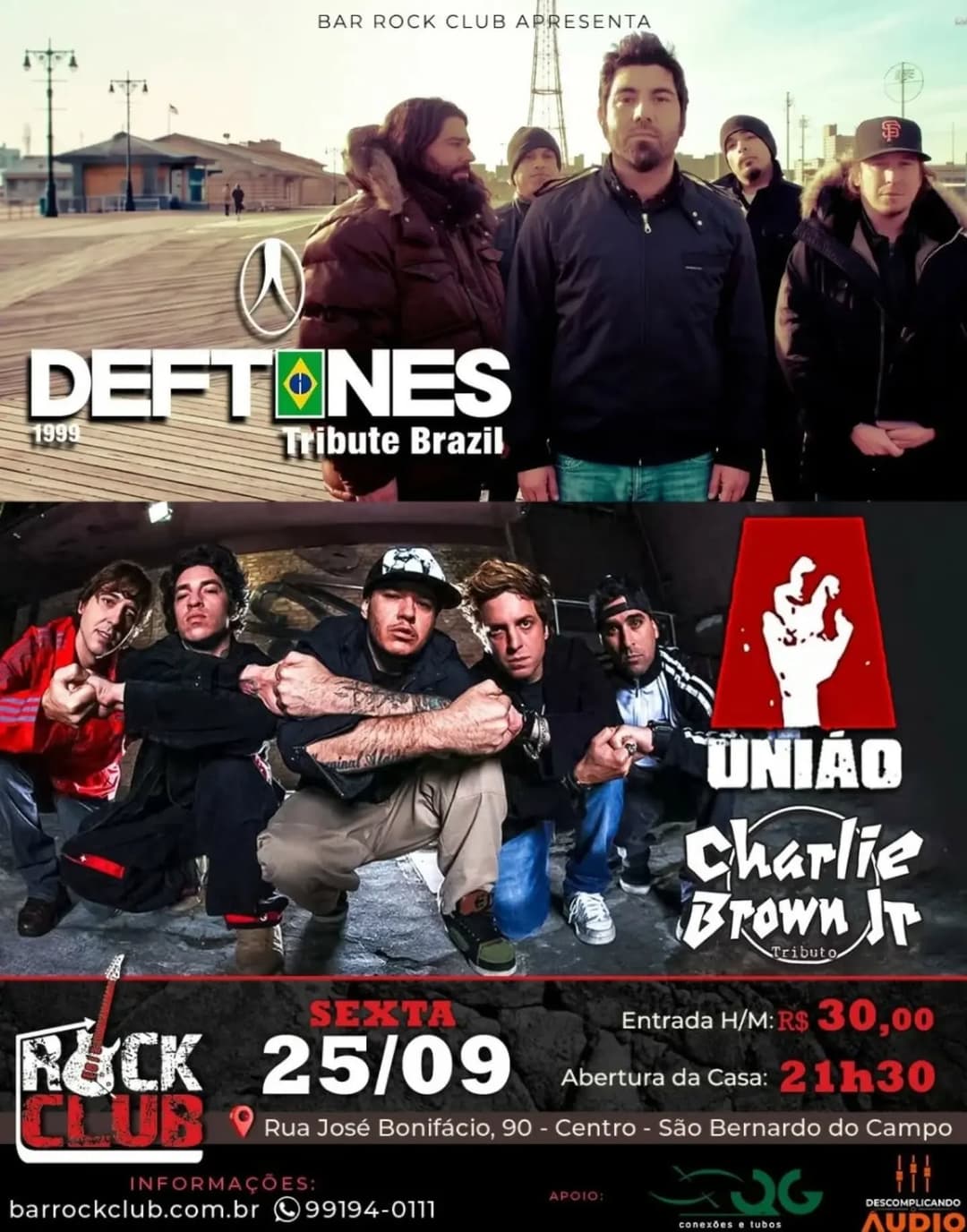 Flyer de Deftones Tribute Brazil e mais 2 artistas