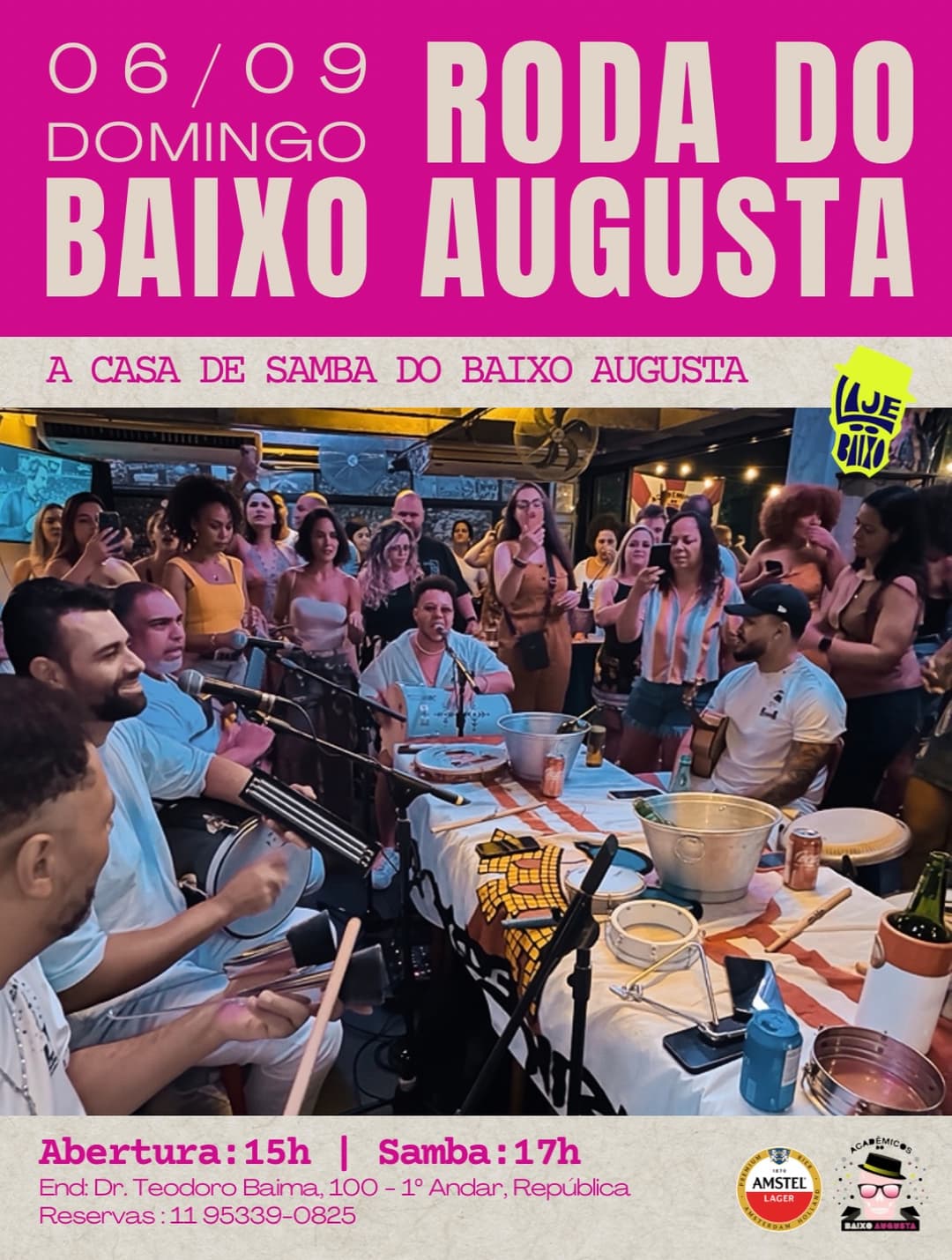 Flyer de Roda de Samba do Baixo Augusta